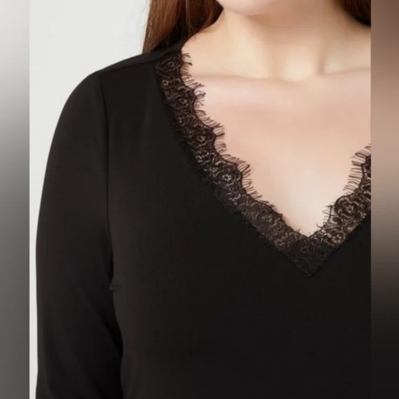 ✨️2/$30 NWT Long-Sleeve Lace Trim Blouse - Picture 2 of 8